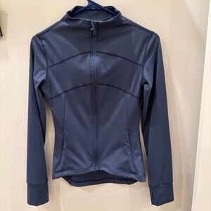 Slate Blue Fitted Athletic Full Zip Jacket Thumbholes XS